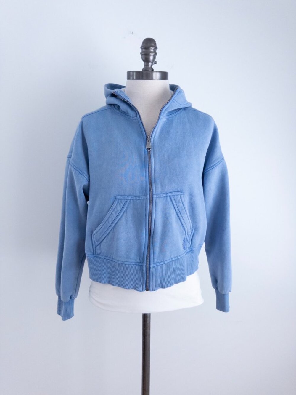 Free People FP Movement Zip Up Hoodie Cropped Oversize Size XS/SM Dusk Blue - Picture 3 of 11